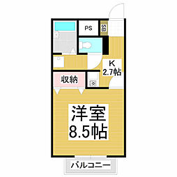 ハイムサンライズB 1Kの間取図画像