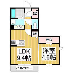 D-room宮田東 1LDKの間取図画像