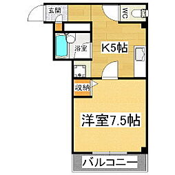 ダリヤビル 1Kの間取図画像