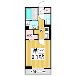 GRAND D-ROOM高宮中 1Kの間取図画像