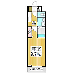 ゼフィールII 1Kの間取図画像