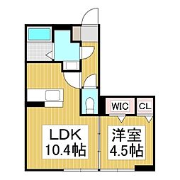 GRAND D-ROOM笹賀 1LDKの間取図画像