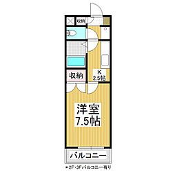 パークハイツ島内 1Kの間取図画像