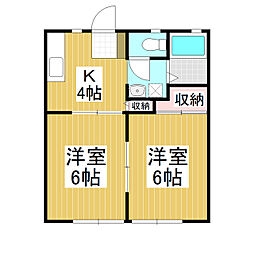 アパート 2DKの間取図画像