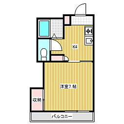 メラ・ベルデS棟 1Kの間取図画像