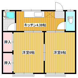 小林ハイツ北 2Kの間取図画像
