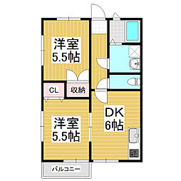ストリームあずみ野 2DKの間取図画像