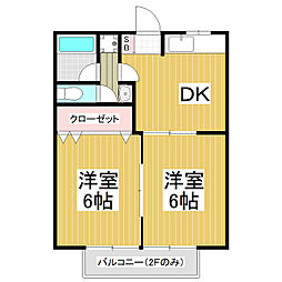 レジデンス筑摩 2DKの間取図画像