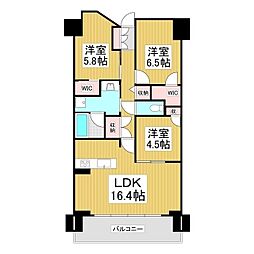 レーベン松本GRIDE 3LDKの間取図画像
