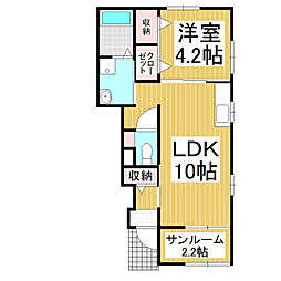 プログレスB 1LDKの間取図画像