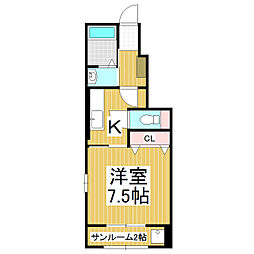 ラ・ポルト城山 1Kの間取図画像