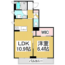 クレストウィステリア 1LDKの間取図画像