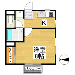 JKコーポ 1Kの間取図画像