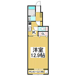 ベラドンナ 1Kの間取図画像