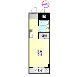 九重町マンション 1Kの間取図画像