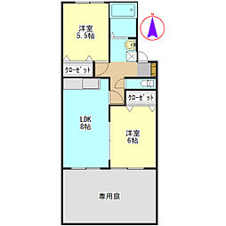 セジュールNA 2DKの間取図画像