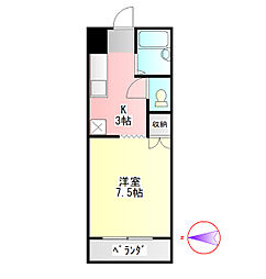 カサブランカ 1Kの間取図画像