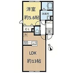 ハイム青雲II 1LDKの間取図画像