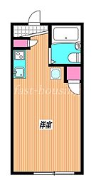 JR中央本線 東小金井駅 徒歩7分の賃貸マンション 2階ワンルームの間取り