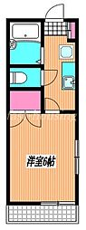 JR中央本線 三鷹駅 バス8分 南横丁下車 徒歩1分の賃貸アパート 2階1Kの間取り