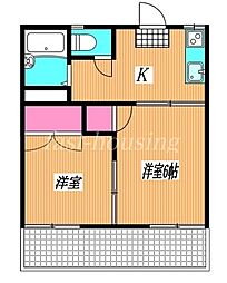 京王井の頭線 三鷹台駅 徒歩7分の賃貸マンション 2階2Kの間取り