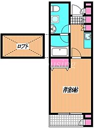 京王井の頭線 三鷹台駅 徒歩14分の賃貸マンション 2階1Kの間取り