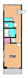 JR中央本線 武蔵境駅 徒歩10分の賃貸マンション 2階1Kの間取り