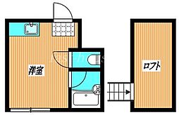 JR中央本線 国分寺駅 徒歩18分の賃貸アパート 2階ワンルームの間取り