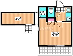 京王井の頭線 三鷹台駅 徒歩6分の賃貸アパート 2階1Kの間取り