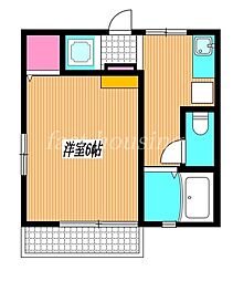 ハイツワールド幸 1Kの間取図画像