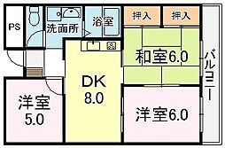 イーストピース栗東 3DKの間取図画像