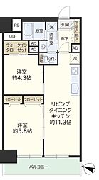 八王子スカイマンション 2LDKの間取図画像