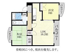 カーサタツミ 2階2LDKの間取り