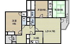 マンションパルナス岳見町 3LDKの間取図画像