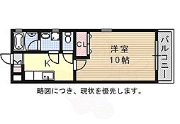 MIYABIROU 2階1Kの間取り