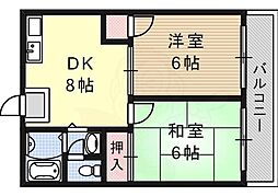 青杏ビル 3階2DKの間取り