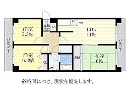 ライオンズマンション杁中ガーデンD棟 3LDKの間取図画像