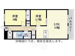 宮崎ビル 2LDKの間取図画像