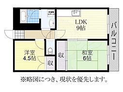 山内ビル 4階2LDKの間取り