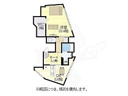 パックス荒畑2 10階1Kの間取り