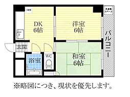 中村マンション 2DKの間取図画像