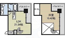 oz alloggio 9階1LDKの間取り