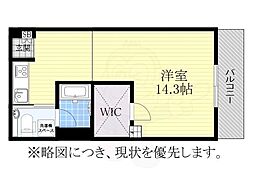 雁道ビル 1階ワンルームの間取り
