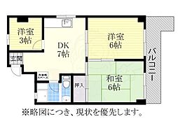 名古屋市営桜通線 桜山駅 徒歩12分の賃貸マンション 5階3DKの間取り