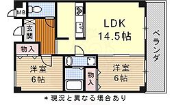 名古屋市営鶴舞線 塩釜口駅 徒歩11分の賃貸マンション 1階2LDKの間取り