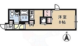 名古屋市営東山線 今池駅 徒歩5分の賃貸マンション 4階ワンルームの間取り