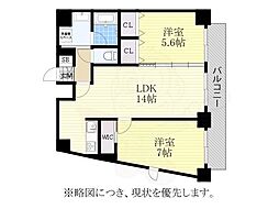 ポルタ二グライースト 8階2LDKの間取り