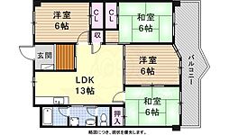 ハイムビーオール 1階4LDKの間取り