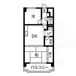 名鉄名古屋本線 鳴海駅 徒歩5分の賃貸マンション 8階2DKの間取り