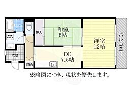 グリーンパークマンション 2LDKの間取図画像